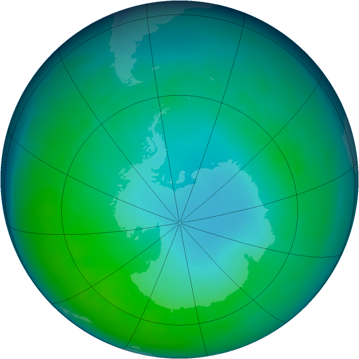 Antarctic ozone map for May 2015